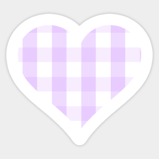 Soft Purple and White Buffalo Plaid Heart Sticker